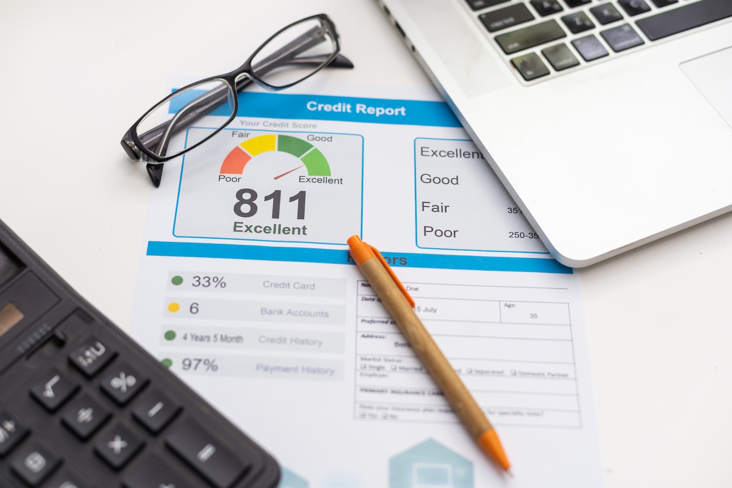 A credit report demonstrating how to improve credit score with personal loans