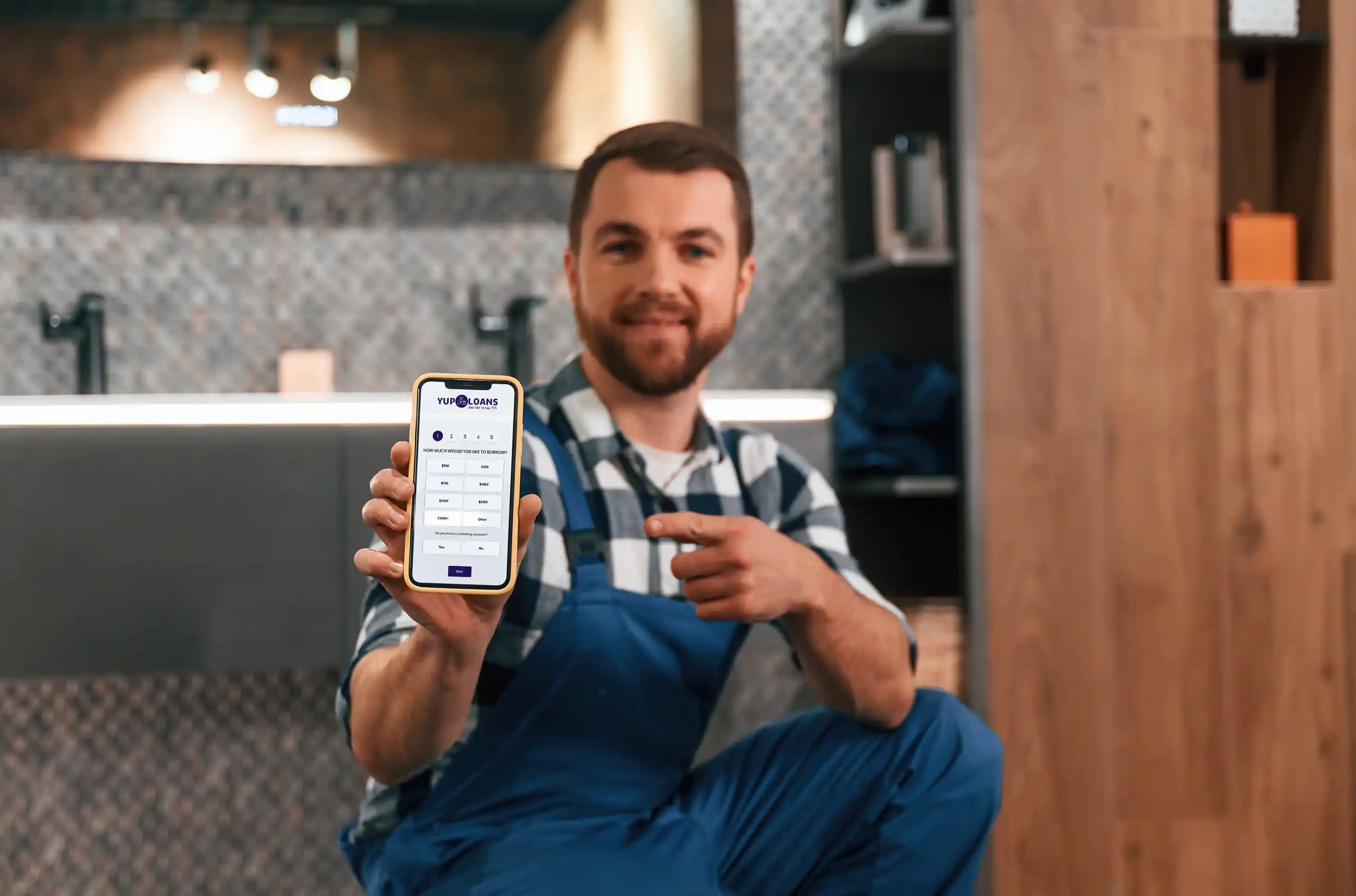 Builder with phone