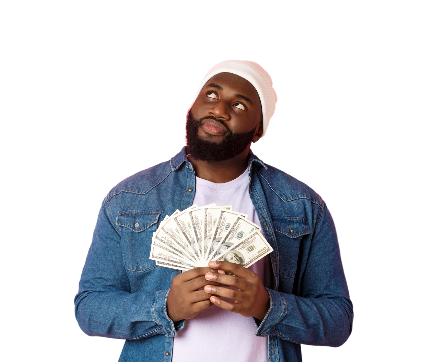 An African-American man thinking about personal loans in michigan