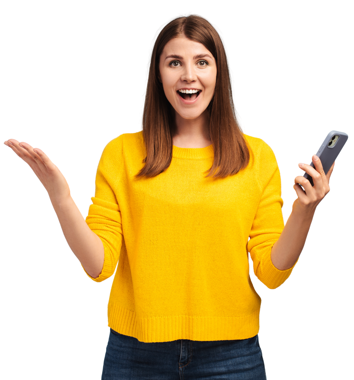 Women smiling on phone after finding $5000 loans for bad credit online with Yup Loans