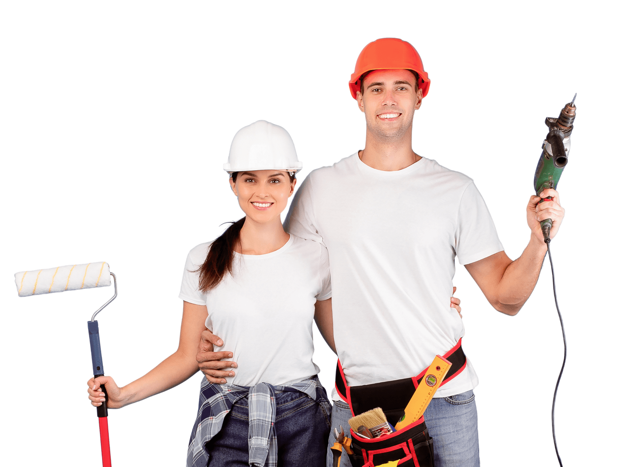 A couple with tools to represent home renovation loans